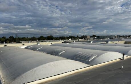 Full tear-off with 14” coverboard and 60 mil Carlisle TPO installed on 43000 sq ft roof Stockton Ca