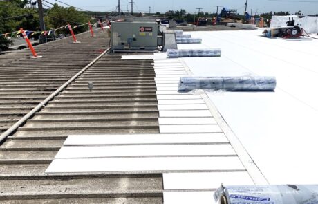 TPO-flute-fill-metal-retrofit-roofing-system-Carlisle-60-milroofing-contractors-in-modesto-ca-Modesto- (2) TPO Flute Fill Metal Retrofit Roof Installation Modesto CA