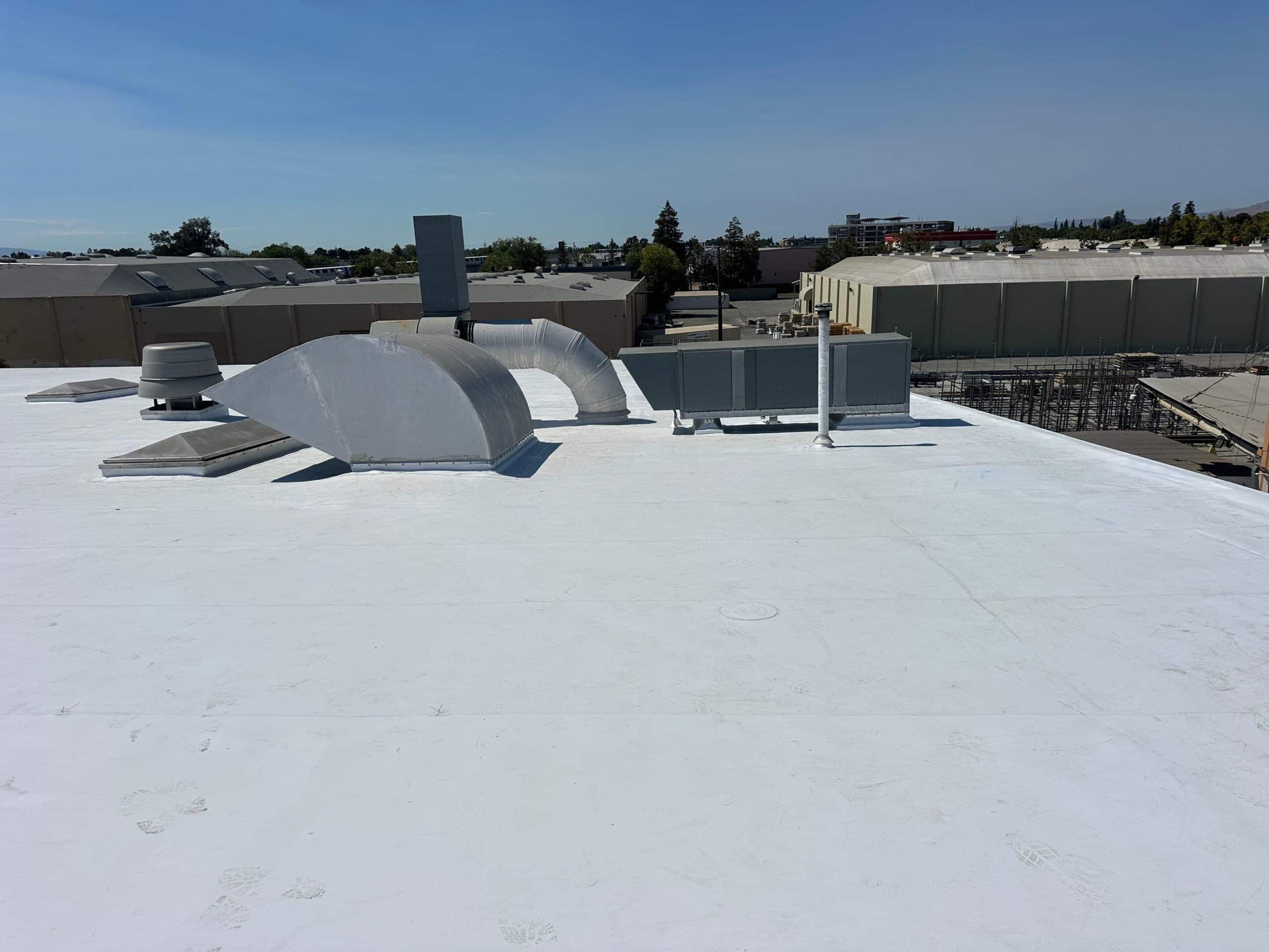 Commercial Roof Replacement, 60 Mil TPO Flute Fill Single-Ply Retrofit System, San Jose CA, Peterson Roofing, flat roof replacement, commercial roofing contractor San Jose