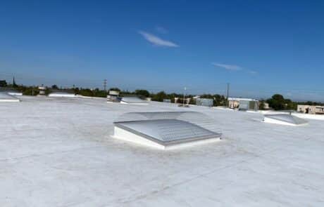 Commercial Roof Replacement, EPDM Full Tear-Off, 60 mil Carlisle Single-Ply TPO Roofing System, Skylight Fabrication and Installation, Stockton CA, Peterson Roofing, commercial roofing, flat roof replacement, EPDM roof removal, commercial skylight replacement, dry rot roof repair, insulation and cover board installation