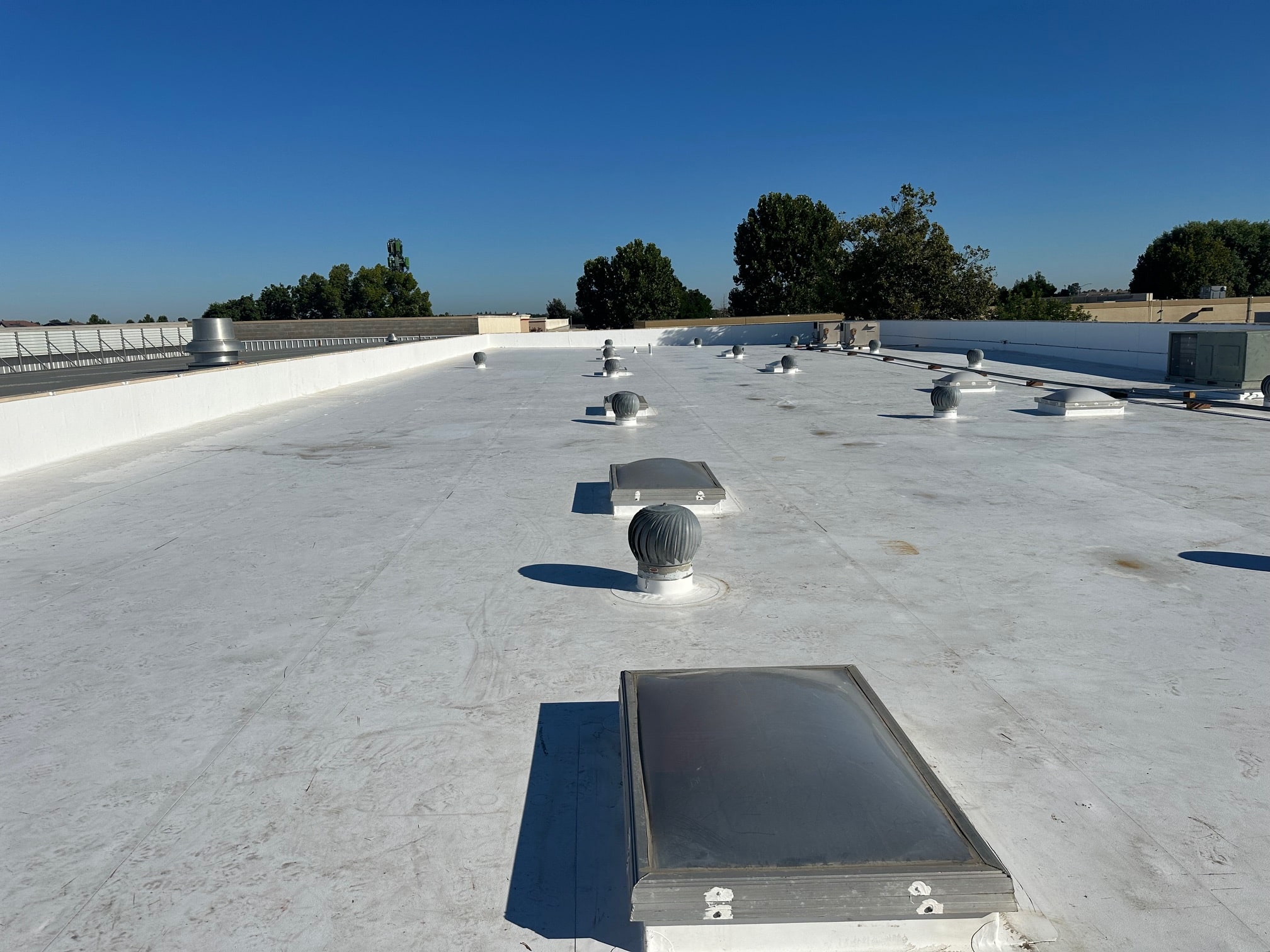 Commercial Roof Replacement, Full Tear-Off and Dry Rot Repair, 60 mil Carlisle TPO, TPO Roofing System Installation, Brentwood CA, Peterson Roofing, , flat roof replacement, commercial roofing contractor Brentwood
