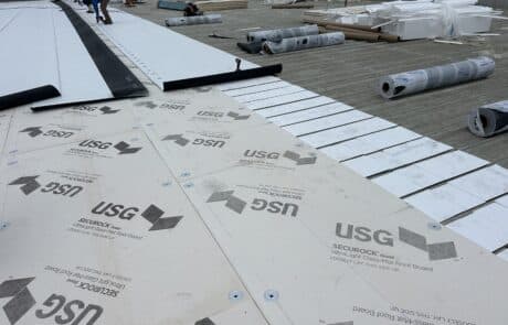 Commercial Roof Replacement, TPO Retrofit Roofing System, Modesto CA, Peterson Roofing, commercial roofing contractor, metal roof retrofit, TPO roofing membrane, flute fill insulation system, flat roof replacement, industrial roofing, roof overlay system, leak repair solution, Modesto commercial roofer