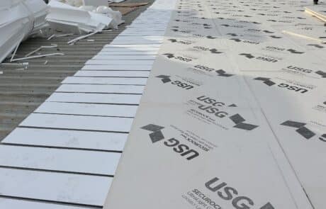 Commercial Roof Replacement, TPO Retrofit Roofing System, Modesto CA, Peterson Roofing, commercial roofing contractor, metal roof retrofit, TPO roofing membrane, flute fill insulation system, flat roof replacement, industrial roofing, roof overlay system, leak repair solution, Modesto commercial roofer