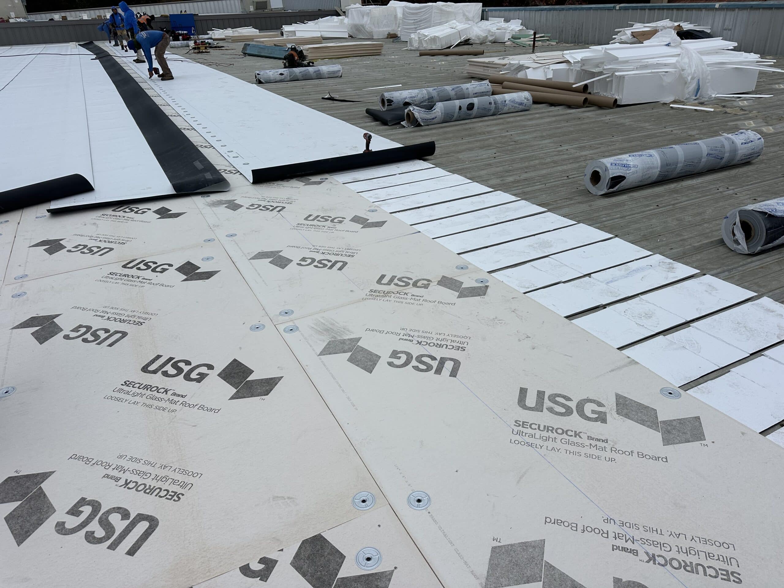 Commercial Roof Replacement, Full Tear-Off and Dry Rot Repair, 60 mil Carlisle TPO, TPO Roofing System Installation, Brentwood CA, Peterson Roofing, , flat roof replacement, commercial roofing contractor Brentwood