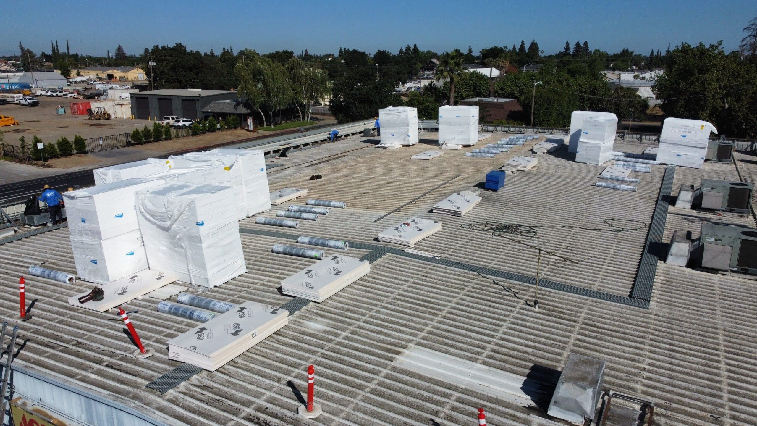 Flute fill TPO retrofit 17000 sq ft Waterford CA Peterson Roofing