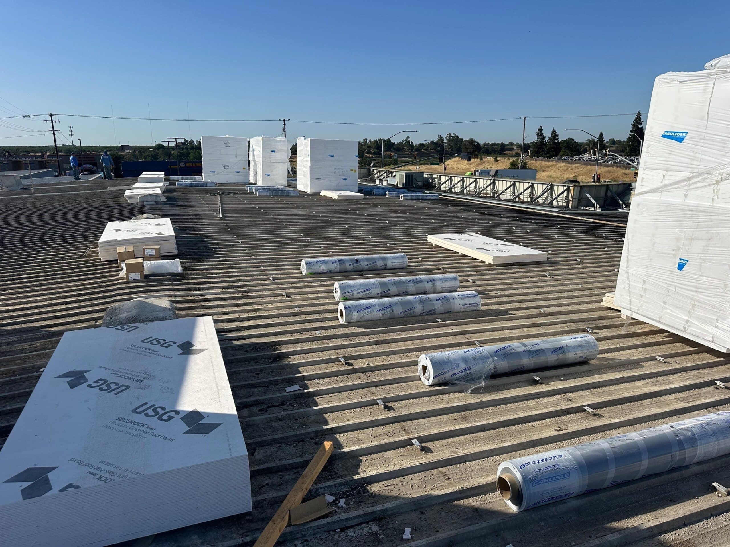 Flute fill TPO retrofit 17000 sq ft Waterford CA Peterson Roofing