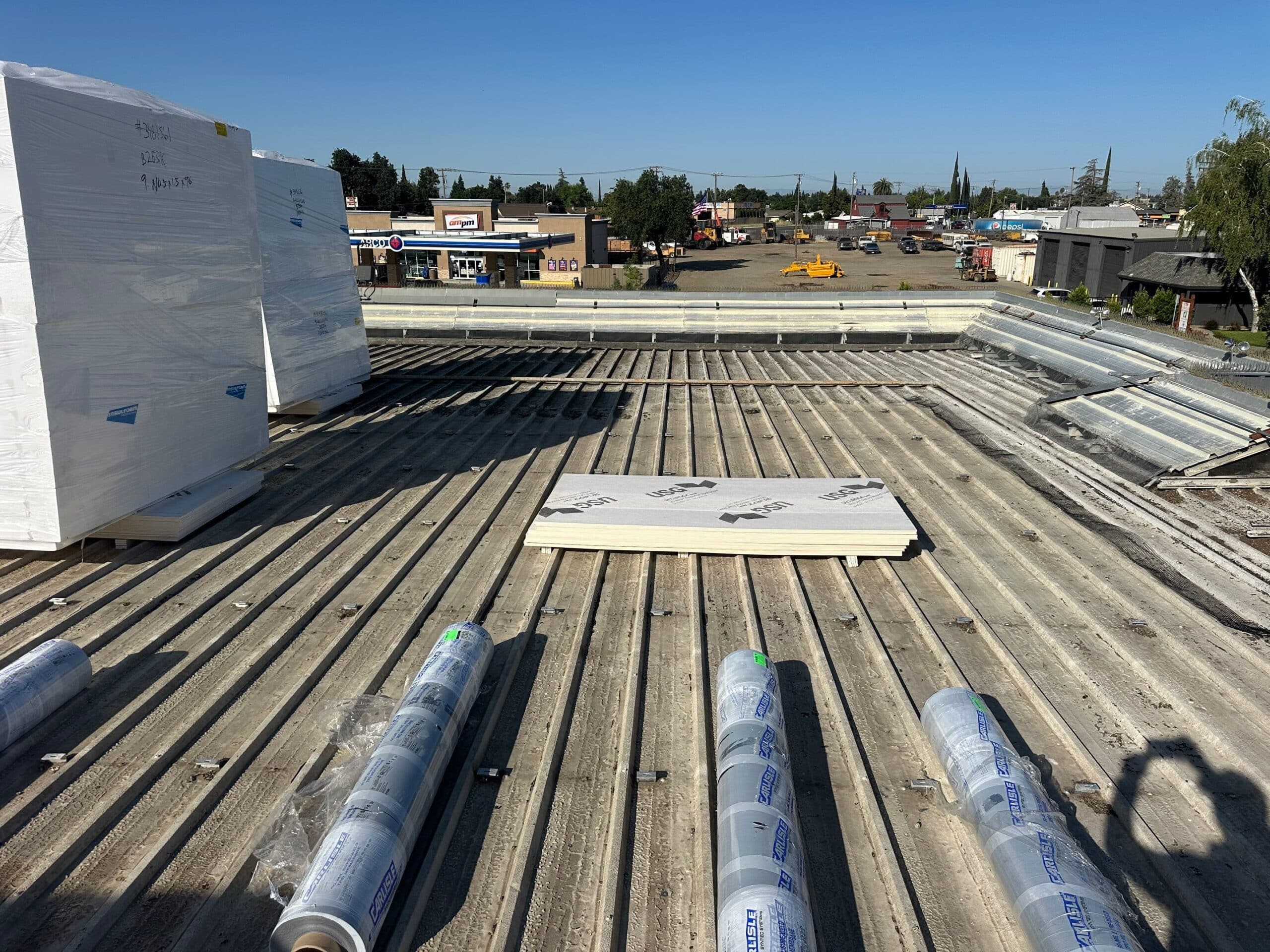 Flute fill TPO retrofit 17000 sq ft Waterford CA Peterson Roofing