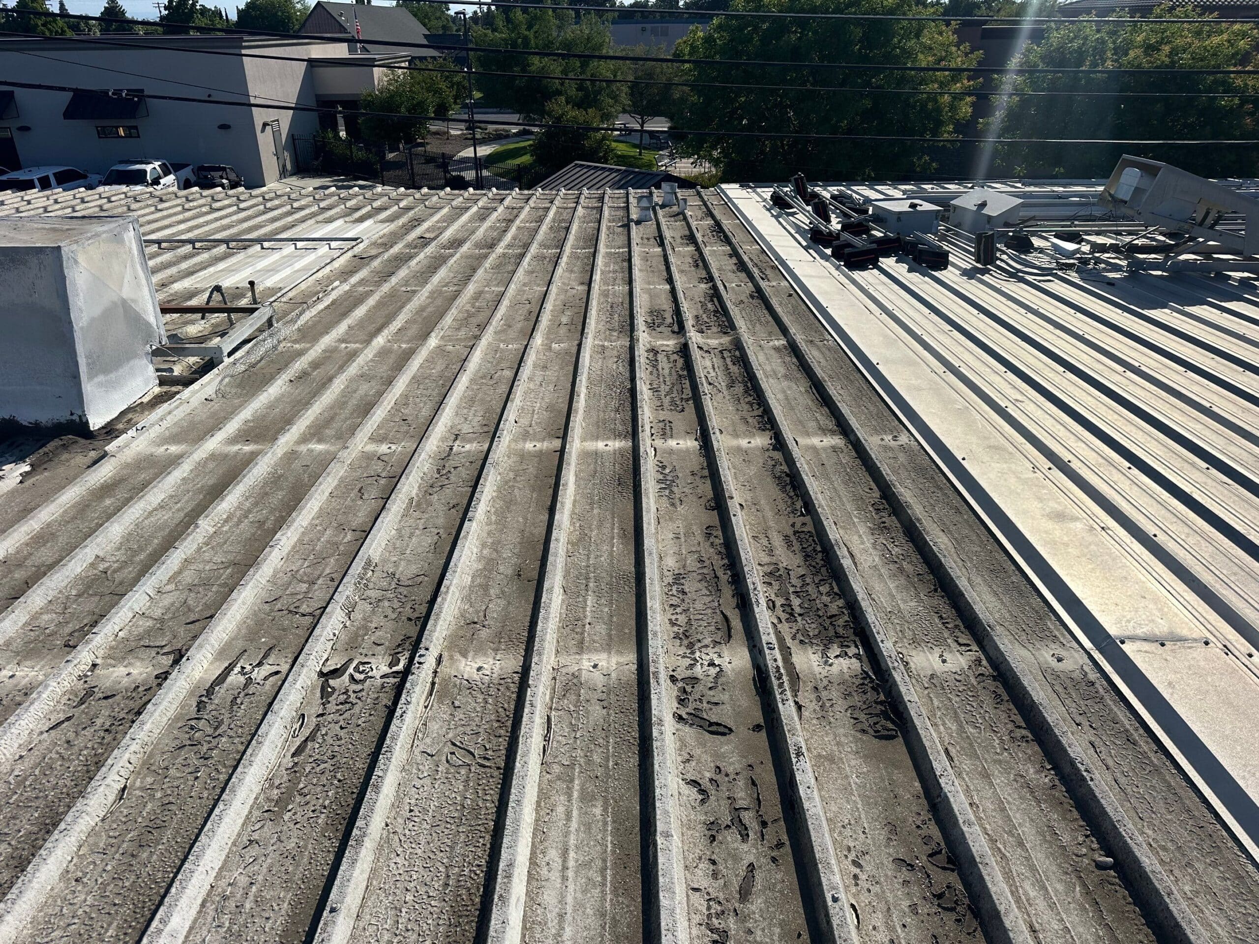 Flute fill TPO retrofit 17000 sq ft Waterford CA Peterson Roofing