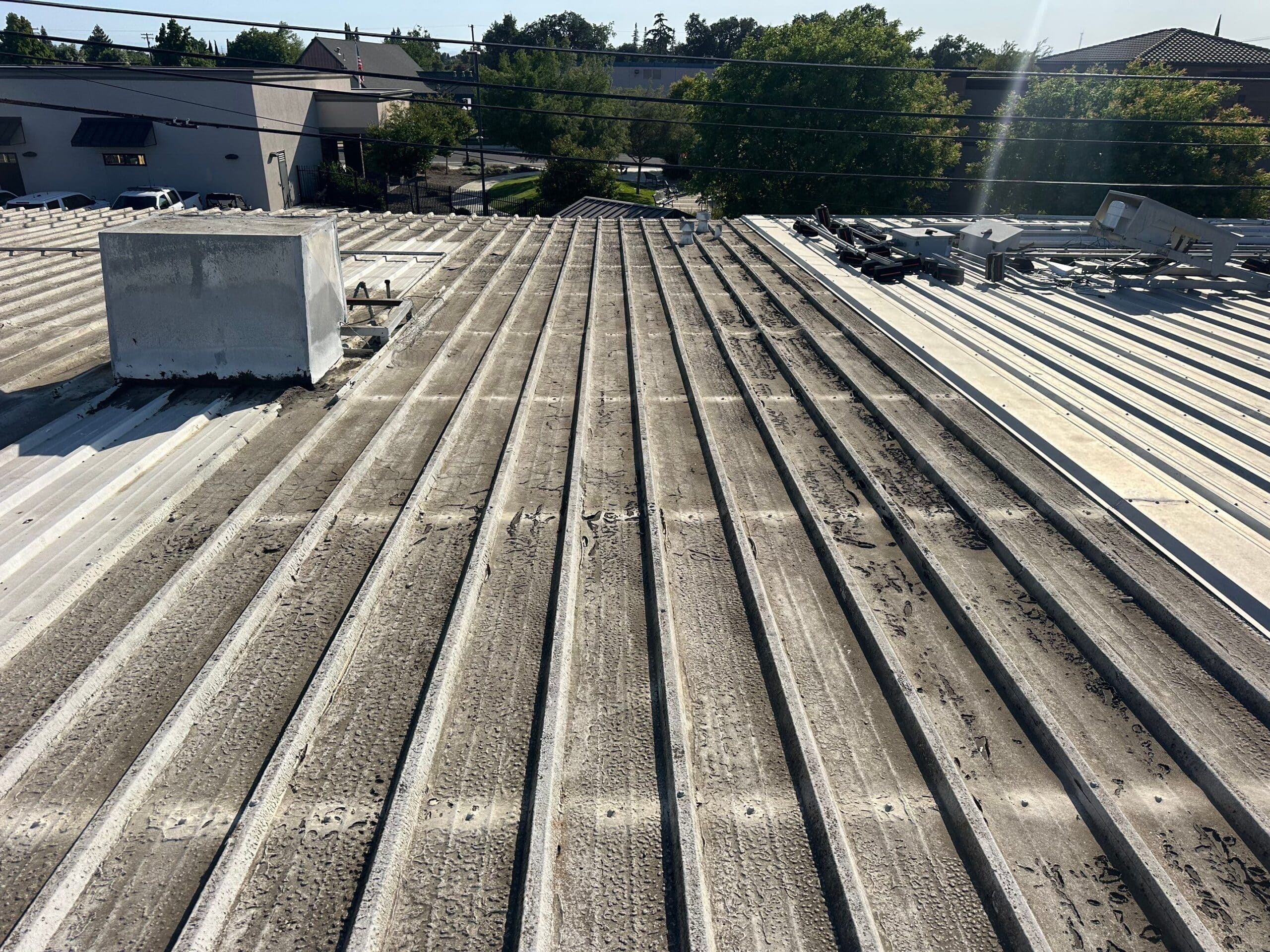 Flute fill TPO retrofit 17000 sq ft Waterford CA Peterson Roofing