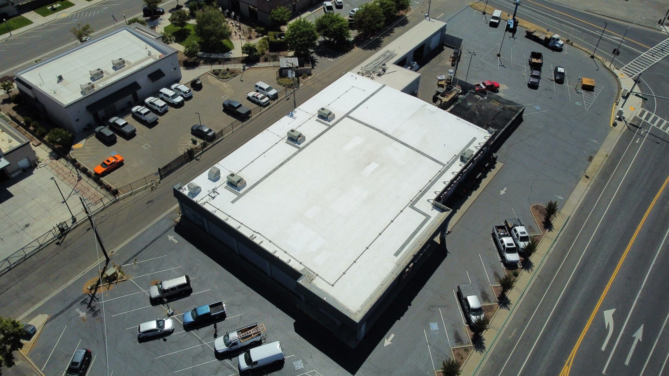 Flute fill TPO retrofit 17000 sq ft Waterford CA Peterson Roofing