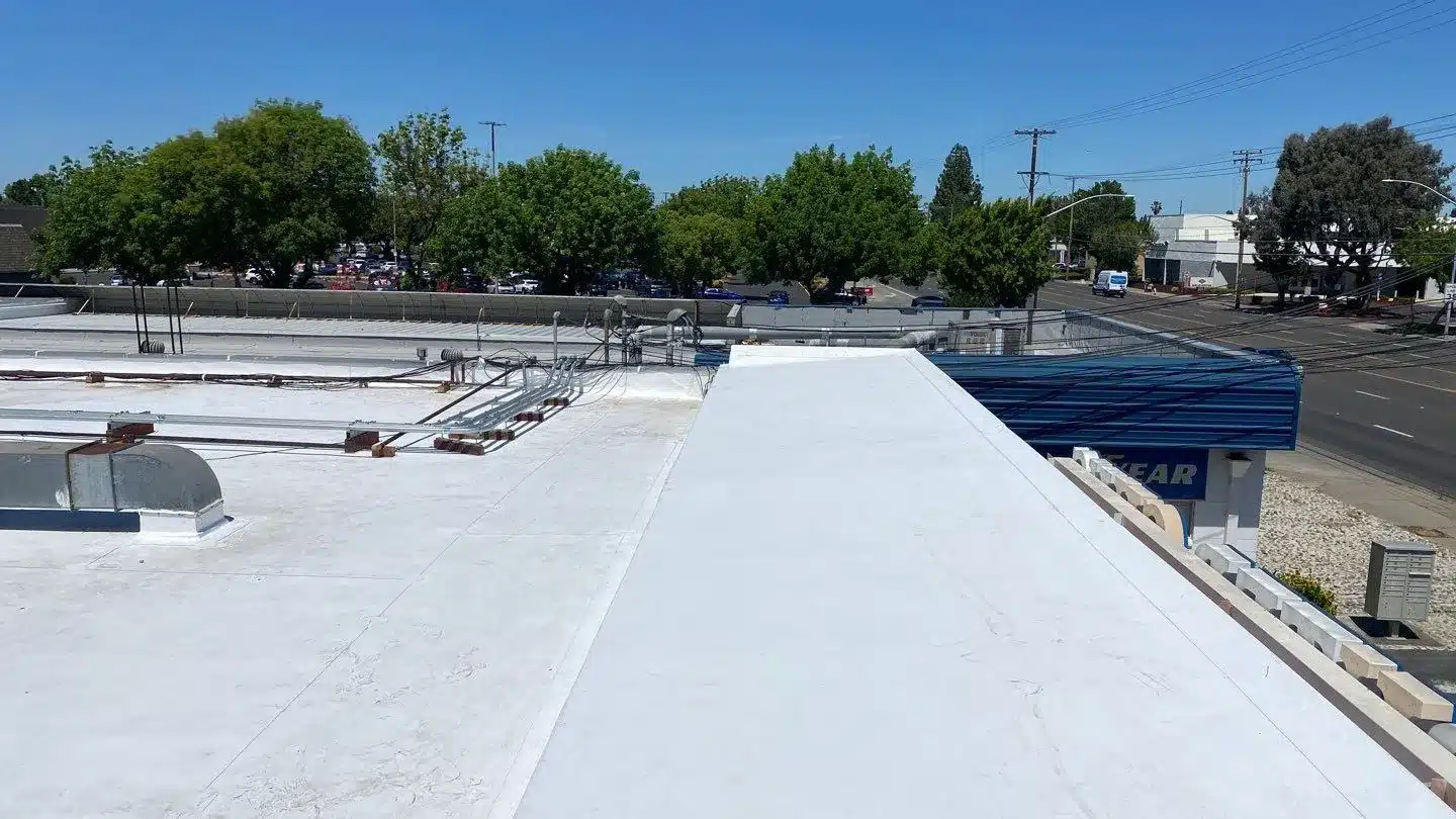 commercial-tpo-roof-replacement-modesto-ca-peterson-roofing (2) Commercial TPO roof replacement completed by Peterson Roofing on a commercial building in Modesto, California using a 60 mil TPO roofing system